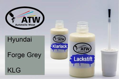 Hyundai, Forge Grey, KLG: 20ml Lackstift + 20ml Klarlack - Set, von ATW Autoteile West.